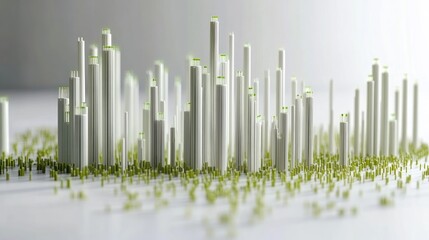 Poster - Abstract representation of urban growth with green elements symbolizing nature.