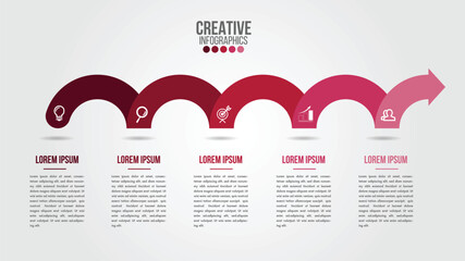 Wall Mural - business infographic design template with icons and 5 numbers options or steps. can be used for proc