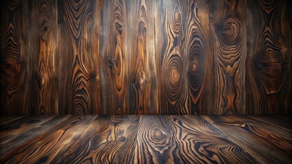 Wall Mural - Dark Wood Planks Background with Horizontal Floor Texture Ideal for Product Display or Rustic Design