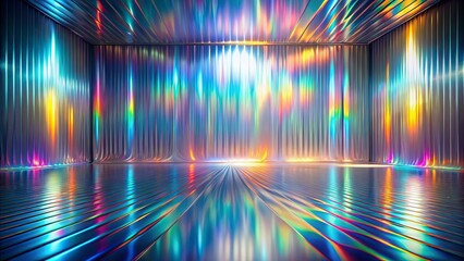 Wall Mural - Abstract iridescent room with reflective floor and walls