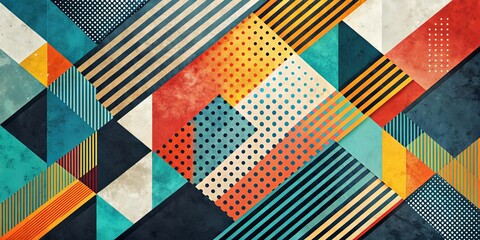 Wall Mural - abstract geometric design with vibrant colors and textured background