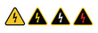 © Abir Debnath - Warning sign. Dangerous electrical voltage icon set. High voltage sign. High voltage sign set, danger of electricity icons. High voltage icon.