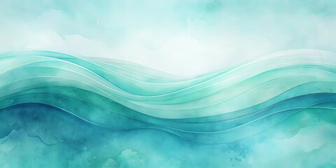 Wall Mural - Serene Aqua Waves Abstract Watercolor Background for Peaceful Designs