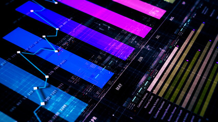 Fototapete - Futuristic network simulation blending AI, quantum physics, and deep learning, with a particle matrix analyzing data in a sleek, HUD-style interface