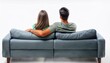 © Rahmat  - Couple sitting on couch, back view on isolated white background