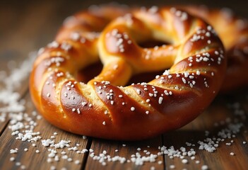 Austrian pretzel golden-brown crust and coarse salt. Culinary tradition and cultural heritage concept