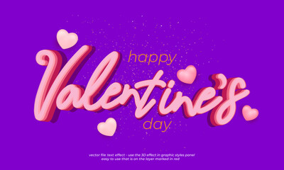 Wall Mural - valentine's day editable text effect 3d font calligraphy style ver.01