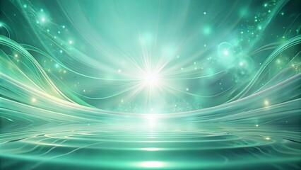 Wall Mural - Abstract Teal Background with Glowing Lights and Swirling Lines