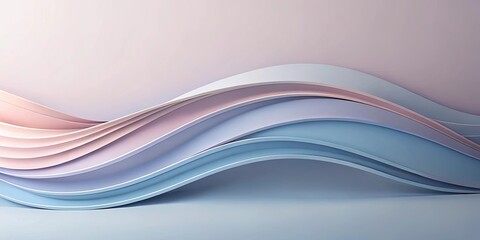 Wall Mural - Abstract Pastel Waves Smooth, flowing curves in soft pink, lavender, and blue hues create a serene and elegant background.