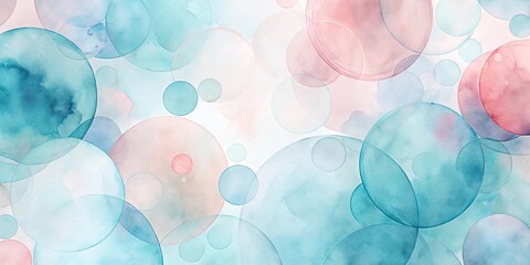 Wall Mural - Abstract Watercolor Circles A Soft, Pastel Background of Overlapping Bubbles
