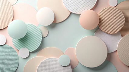 Wall Mural - Abstract Pastel Circles Background Design Featuring Various Textures and Patterns