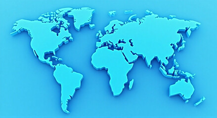 Wall Mural - world map on blue