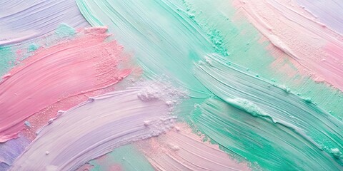 Wall Mural - Pastel Swirl Abstract Paint Texture  A Delicate Blend of Pink, Purple, and Mint Green Hues