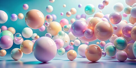 Wall Mural - Pastel Spheres Floating in a Dreamlike Atmosphere of Soft Hues and Gentle Light