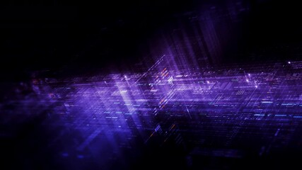 Fototapete - Futuristic network simulation blending AI, quantum physics, and deep learning, with a particle matrix analyzing data in a sleek, HUD-style interface