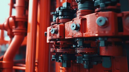 Wall Mural - a close-up of a blowout preventer system on an offshore oil rig, designed to protect the site from u