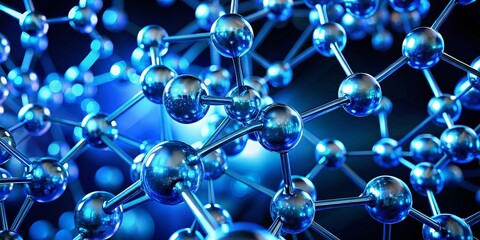 Wall Mural - Stunning 3D Render of a Blue Tech Molecule Background Ideal for Science and Technology Themes in Modern Product Photography