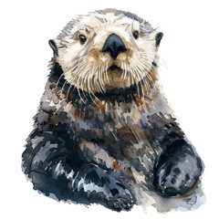 a watercolor drawing of a sea otter, isolated on a white background. sea otter vector.