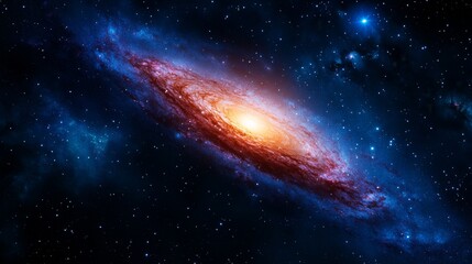 Wall Mural - Stunning Spiral Galaxy with Glowing Core and Starry Background