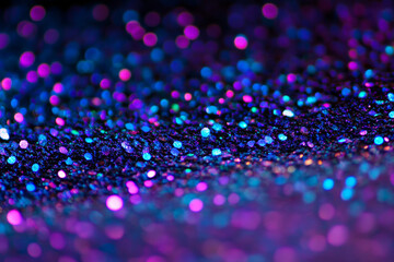 abstract glowing starfield, vibrant purple and blue cosmic dots scattered across a black expanse, ce