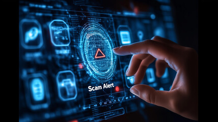 cybersecurity measures highlighted by a warning alert on a digital interface