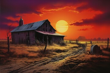 Wall Mural - a barn architecture landscape building.