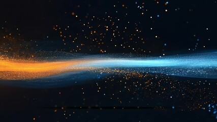 Wall Mural - abstract blue and orange swirling light streaks on black background