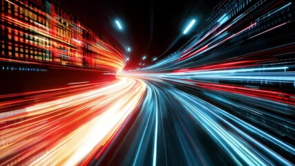Wall Mural - abstract digital highway with red and blue lines