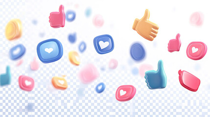 Wall Mural - colorful social media icons in pastel tones, symbolizing engagement and interaction online.