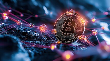 Poster - Exploring blockchain innovation digital currency abstract technology dark environment close-up future concepts