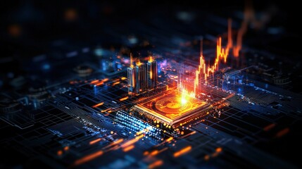 Leinwandbilder - Financial data visualization digital space infographic technology aerial perspective insightful trends analysis