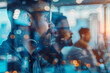 © Tetiana - A double exposure picture of a silhouette professional worker backdrop of city lights generative ai