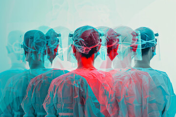 Wall Mural - side view portrait illustrating professional worker technology generative ai