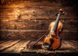 © Danicha - Vintage Old Violin with Bow on Rustic Wooden Table - Perfect for Music Lovers, Art Projects, and Historical Themes - Capture the Beauty of Timeless Musical Instruments