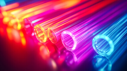 Bundle of fiber optic cables. Optical fiber cable Colorful illustration  