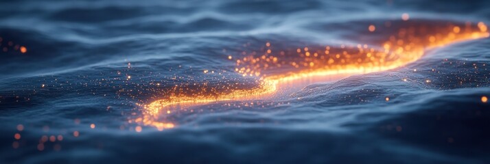 Wall Mural - a glowing, flowing line resembling lava on a dark, textured surface.
