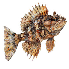 Canvas Print - A watercolor of Stonefish, isolated on a white background. Stonefish vector.