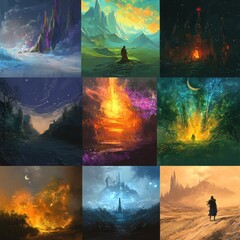 Wall Mural - a vibrant collection of fantasy landscapes showcasing mystical scenes and ethereal atmospheres.