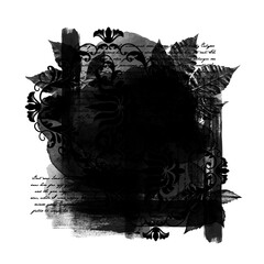 Wall Mural - Artistic black summer, autumn mask. Basis element on white background universal use