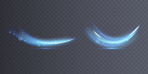 Poster - Magical glow. The light effect sparkles in a curved path, sparkling with a shiny magical textured shimmer. Glowing wave of stardust, shiny sparkle magical starlight, isolated set for vector