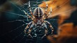 © altitudevisual - Close-up of a colorful spider sitting on its intricate web with a blurred natural background