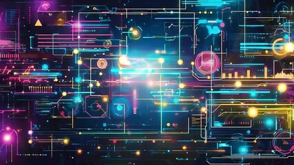 Wall Mural - abstract digital data visualization with a central focus on a stylized virus