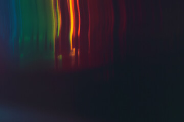 Aufkleber - Vibrant colorful light streaks on dark background. Abstract digital art, modern tech design. Blurred motion effect. Retro film lens flare bokeh analog vintage photo overlay, screen filter effect