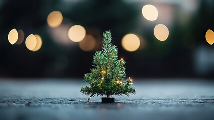 Wall Mural - a defocused christmas tree with blurred glowing multicolored lights creating a magical holiday ambia
