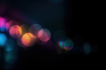 Aufkleber - Vibrant multicolor bokeh lights on dark background. Abstract design, perfect for modern art, technology projects.