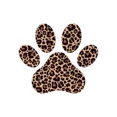 Poster - Paw print filled with leopard pattern.