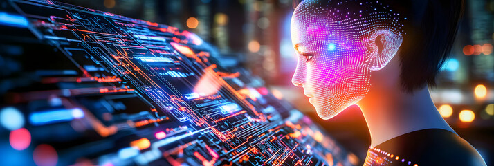 Wall Mural - interact with ai artificial intelligence virtual assistant chatbot in concept of ai artificial intel