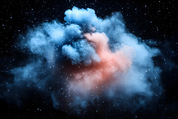 Wall Mural - cosmic nebula, blue and pink celestial cloud formation in a starry night sky