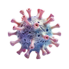 Poster - 3d rendering of a virus cell with detailed surface proteins, isolated on a transparent background, useful for scientific or medical visualization