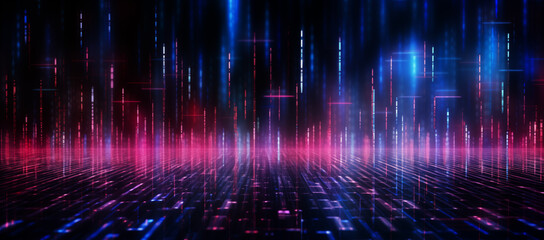 digital background featuring bokeh lights and binary code, ideal for modern tech and futuristic desi